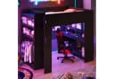 Flieks Hochbett Gamingbett 140x200 mit Schreibtisch Kleiderschrank LED Bild 3