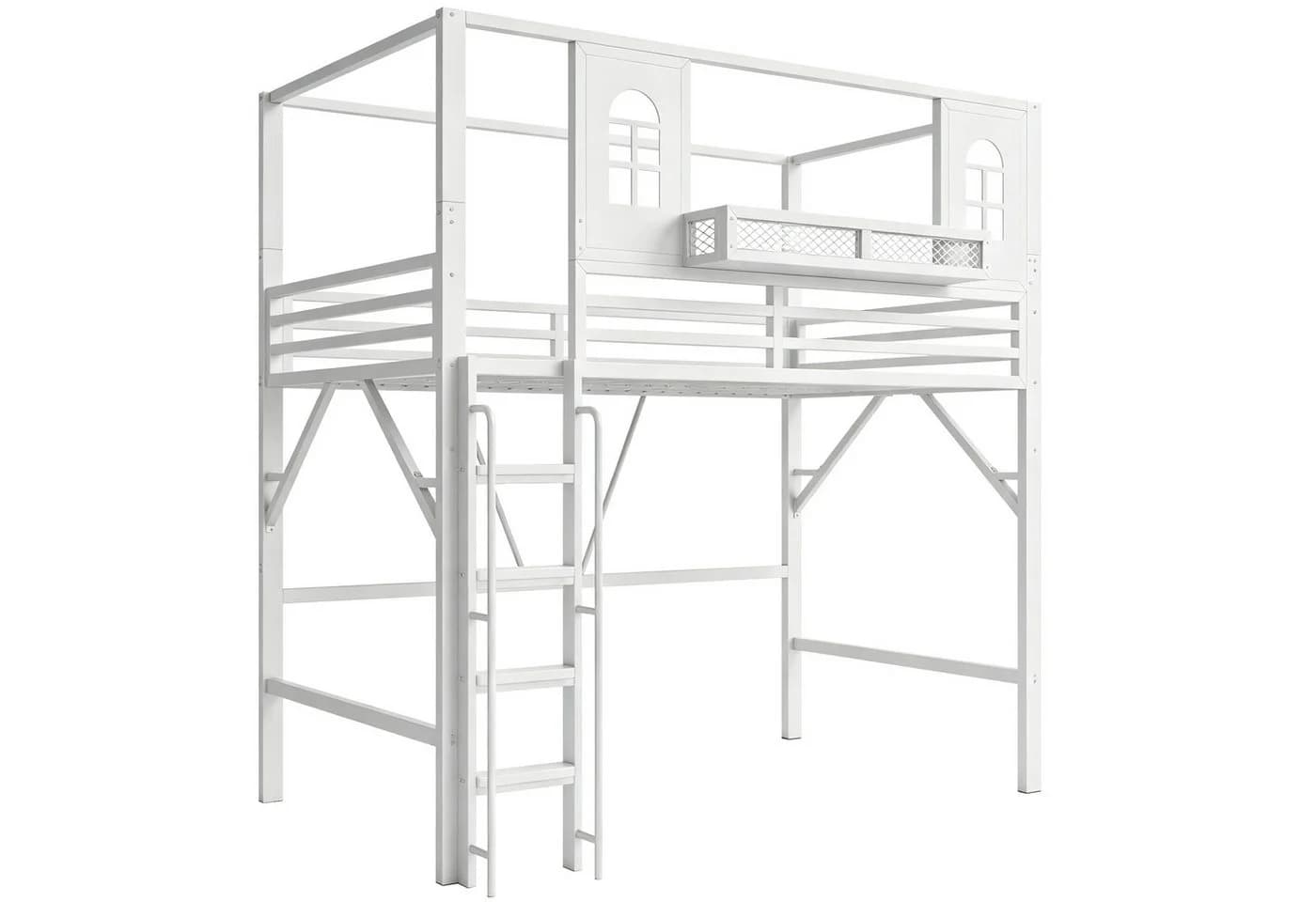 Flieks Hochbett Metall Kinderbett Hausform mit Sicherheitsleiter - Bild 5