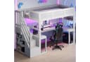 Flieks Hochbett Gamingbett mit Schreibtisch, LED & Stauraumtreppe Bild 1