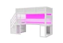 Flieks Hochbett Gamingbett mit Schreibtisch, LED & Stauraumtreppe Bild 5