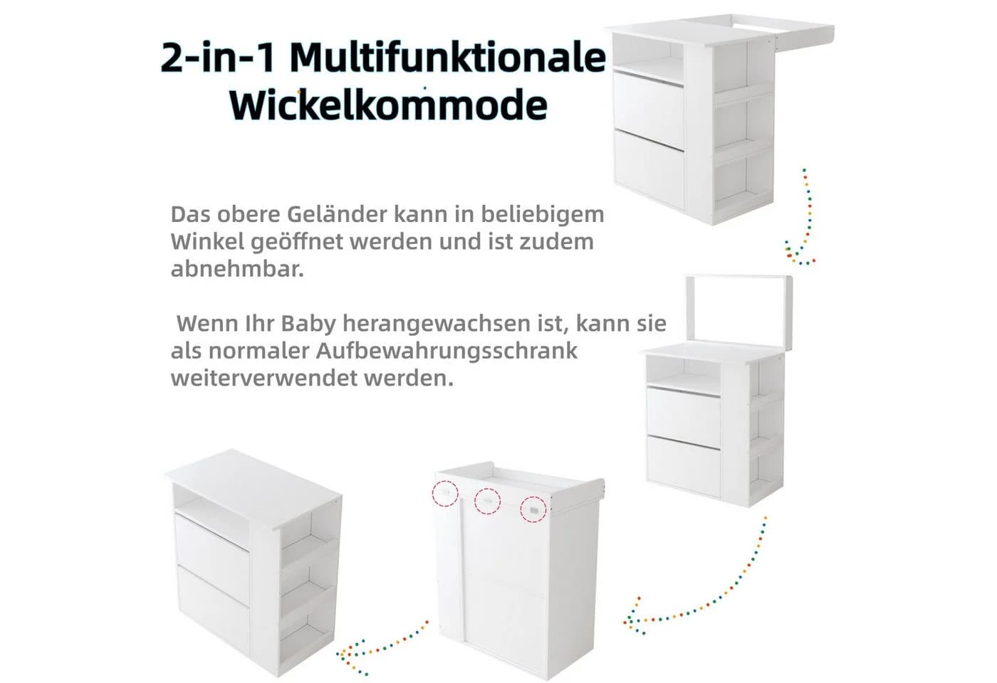 Flieks Wickelkommode mit abnehmbarem Aufsatz weiß - Bild 5