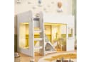 Flieks Hochbett Kinderbett 90x200cm Hausform mit Schreibtisch und LED-Leiste Bild 4