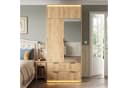Flieks Kleiderschrank mit LED, Spiegel und 4 Schubladen Beige Bild 1