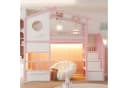 Flieks Hochbett Metall Kinderbett 90x200cm Rosa mit LED und Stauraumtreppe Bild 1