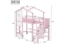 Flieks Hochbett Metall Kinderbett 90x200cm Rosa mit LED und Stauraumtreppe Bild 5