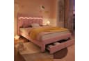 Flieks Polsterbett Rosa mit Wellenform-Kopfteil, Schubladen & LED Bild 3