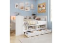 Flieks Holzbett Kinderbett 120x200 mit Schreibtisch und Stauraum Weiß Bild 1