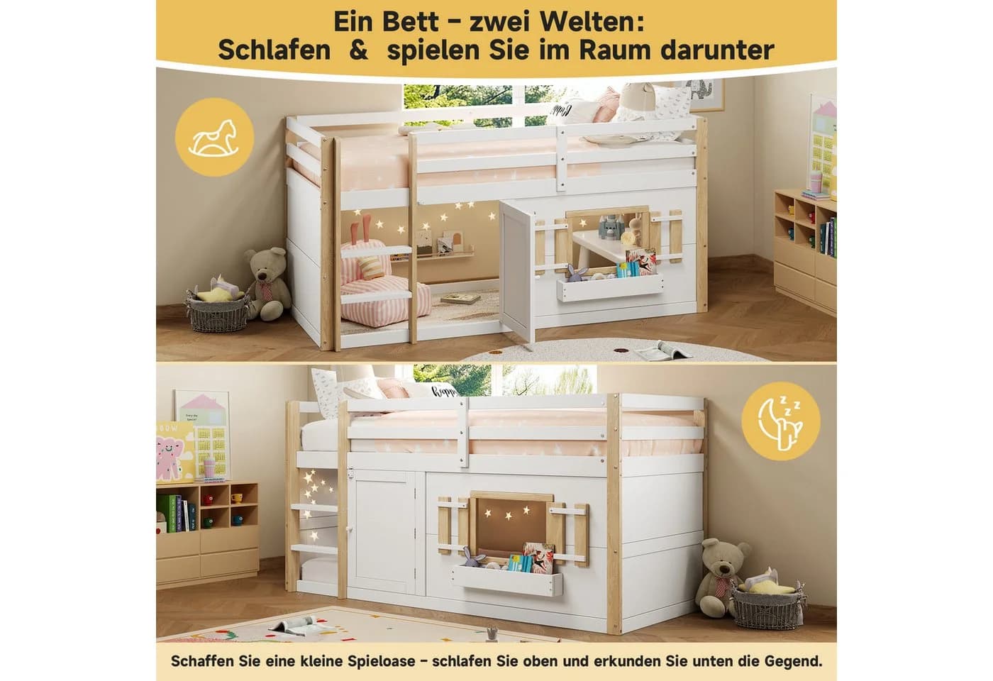 Flieks Hochbett mit Hausdesign, Rausfallschutz & Fenster - Bild 4