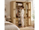 Flieks Kleiderschrank Rattan-Geflecht 2 Kleiderstangen 6 Schubladen Bild 1