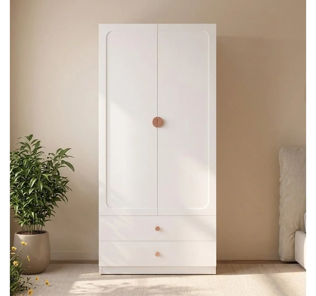 Flieks Kleiderschrank Hochschrank Weiß mit Schubladen - Bild 2