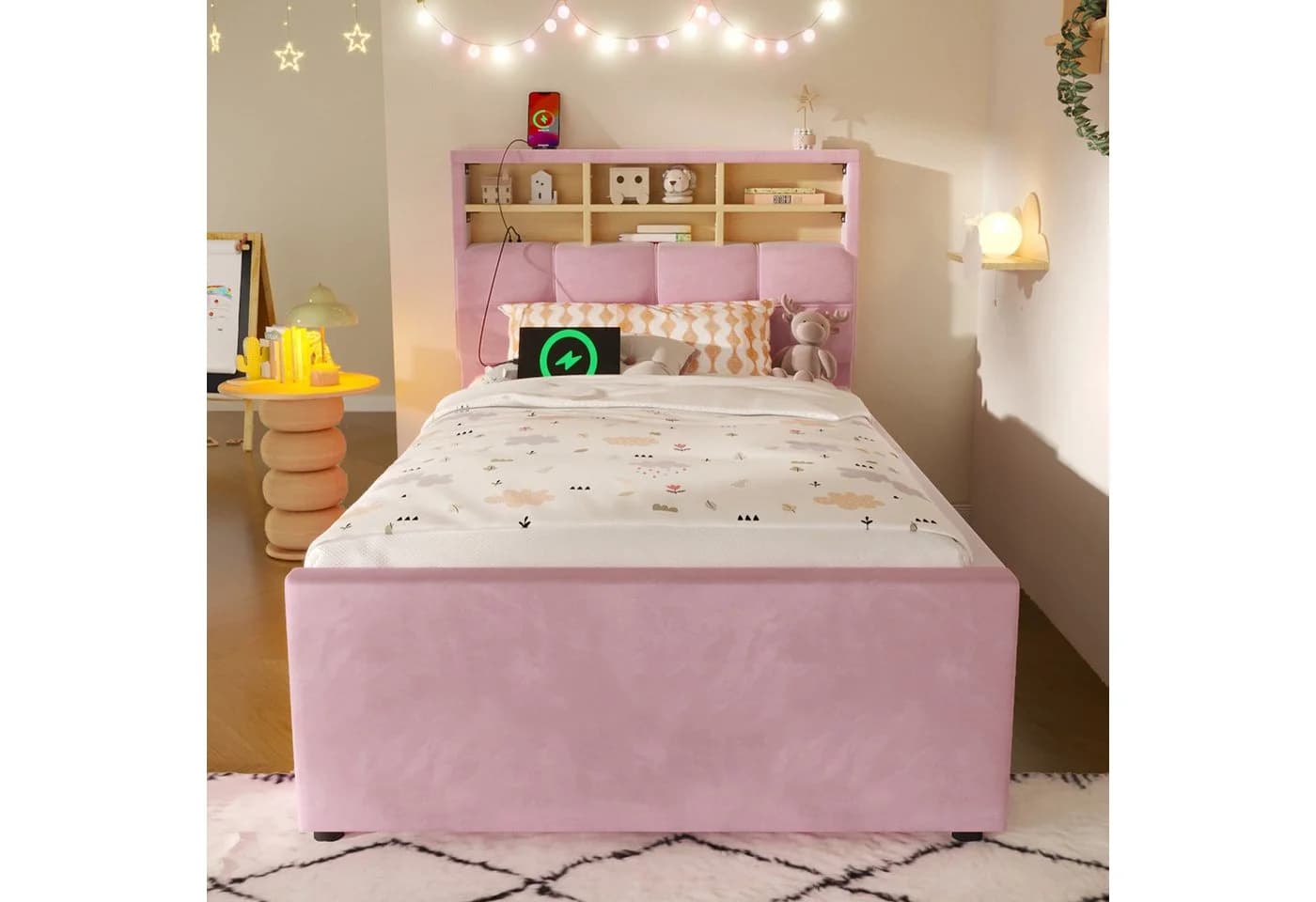 Flieks Polsterbett Daybett Rosa mit Ausziehbett und Stauraum - Bild 4