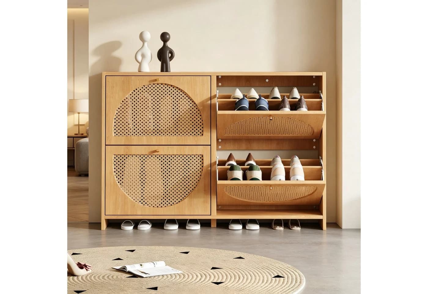 Merax Schuhschrank mit Rattan-Türen und 8 Fächern - Bild 2