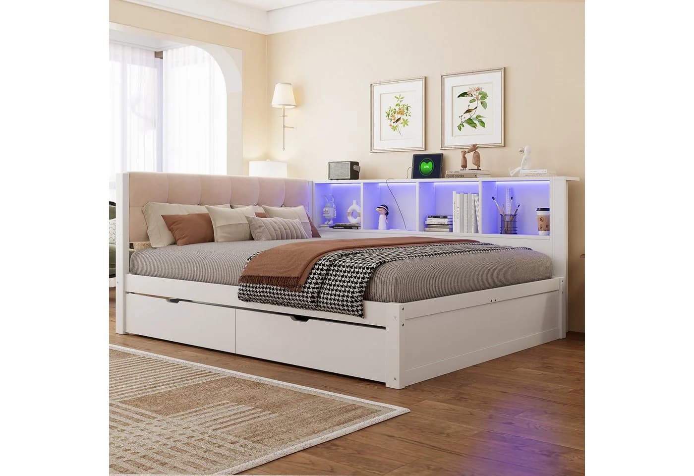 Merax Daybett Weiß mit LED, USB & Stauraum - Bild 4