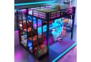 Merax Hochbett 140x200cm mit LED-Beleuchtung und Stauraumtreppe Bild 3