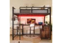 Merax Hochbett 140x200cm mit LED & USB Schwarz Bild 1