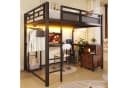 Merax Hochbett 140x200cm mit LED & USB Schwarz Bild 2