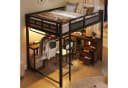 Merax Hochbett 140x200cm mit LED & USB Schwarz Bild 3