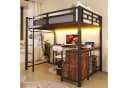 Merax Hochbett 140x200cm mit LED & USB Schwarz Bild 4