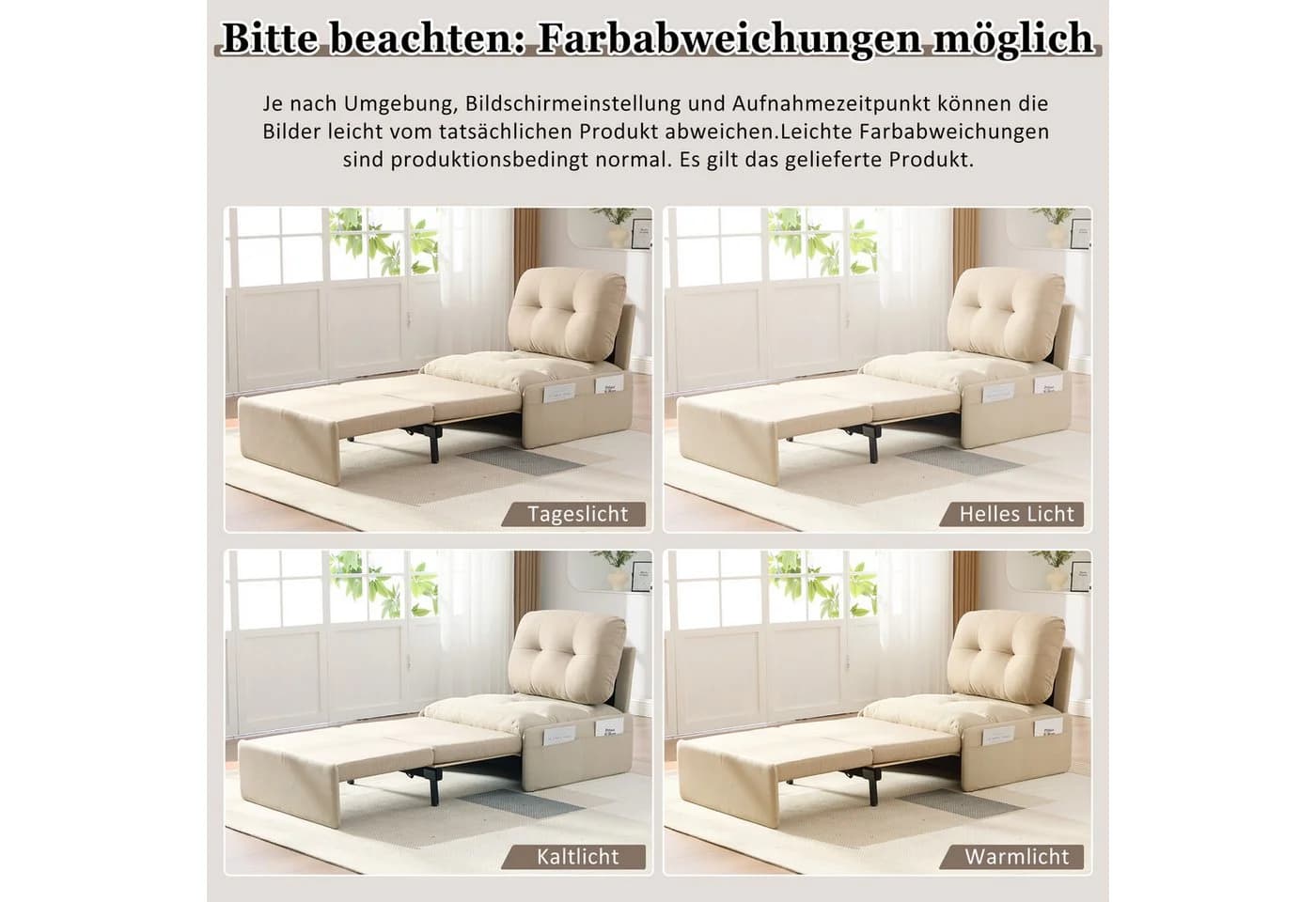 Merax 2-in-1 Schlafsessel mit Ausziehfunktion Leinenbezug - Bild 3