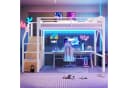 Merax Hochbett 140x200cm mit LED-Beleuchtung und Kleiderschrank Bild 1
