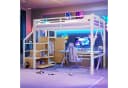 Merax Hochbett 140x200cm mit LED-Beleuchtung und Kleiderschrank Bild 2
