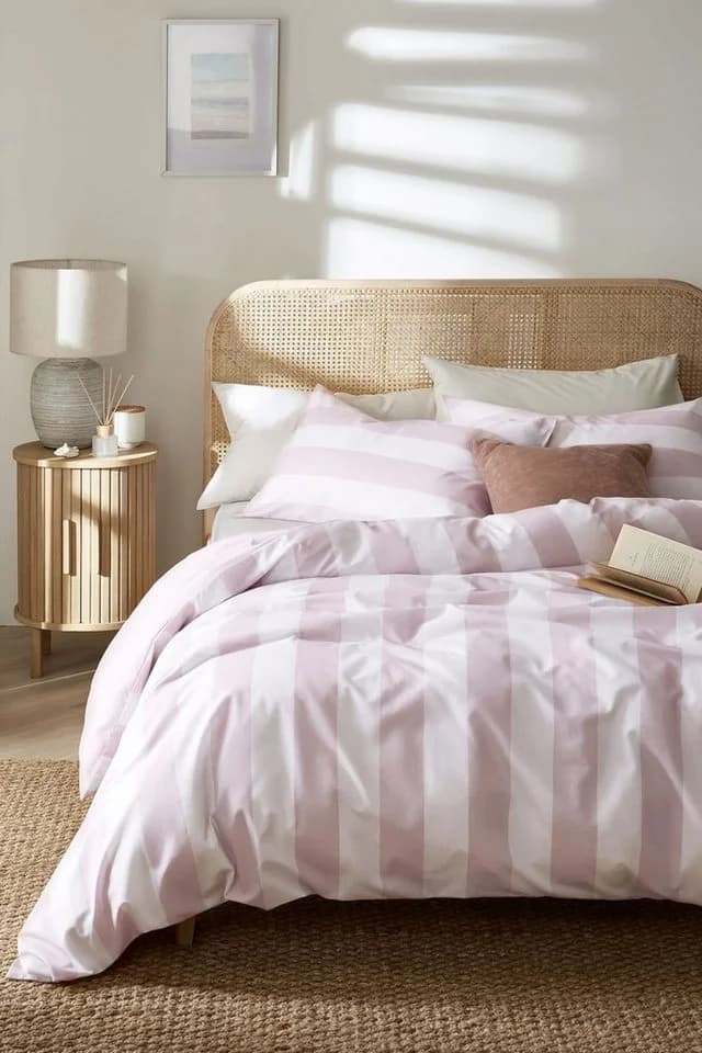 Next Bett-Set mit Bettbezug und Kissenbezug Rosa/Weiß Streifen