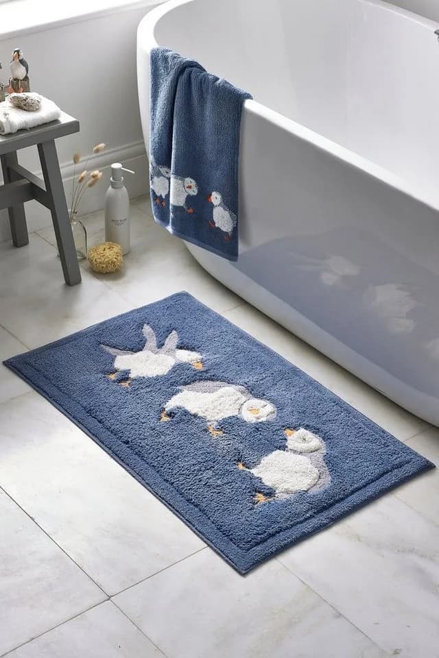 Next Badematte Papageientaucher Blau Baumwolle