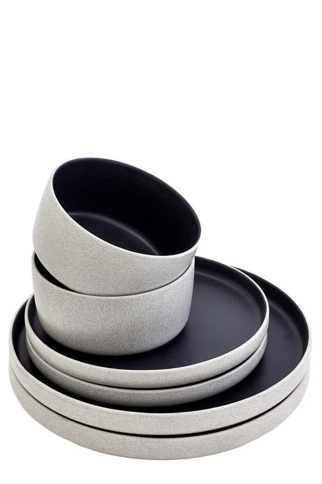 Next Tafelservice 12-teilig Schwarz Steingut - Bild 2