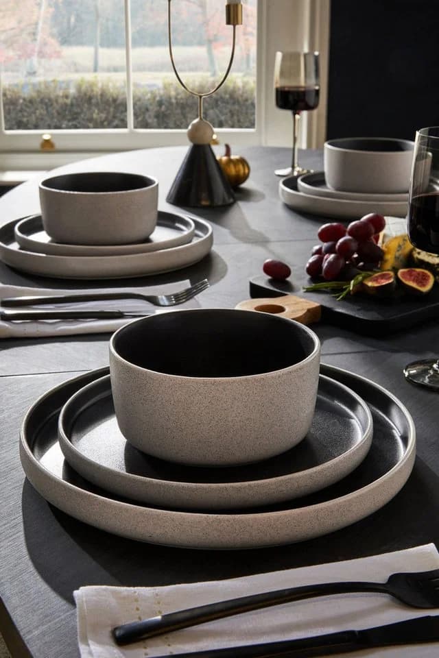 Next Tafelservice 12-teilig Schwarz Steingut - Bild 4