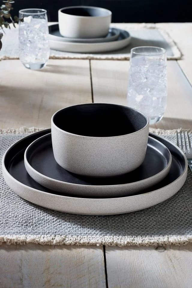 Next Tafelservice 12-teilig Schwarz Steingut - Bild 5