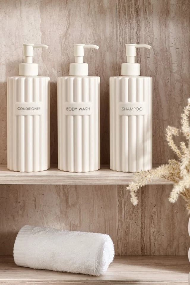 Next Seifenspender Set 3-teilig Beige Kunststoff