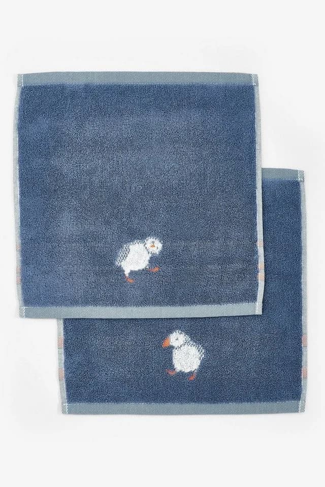Next Waschlappen 2er Set Papageientaucher Blau Baumwolle - Bild 2