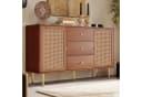 Flieks Kommode Sideboard 3 Schubladen 2 Türen Rattan Nussbaum Bild 1