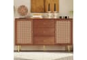 Flieks Kommode Sideboard 3 Schubladen 2 Türen Rattan Nussbaum Bild 2