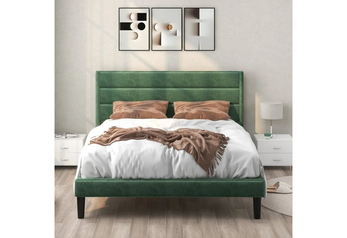 Flieks Polsterbett Doppelbett mit Lattenrost Samt 140x200cm
