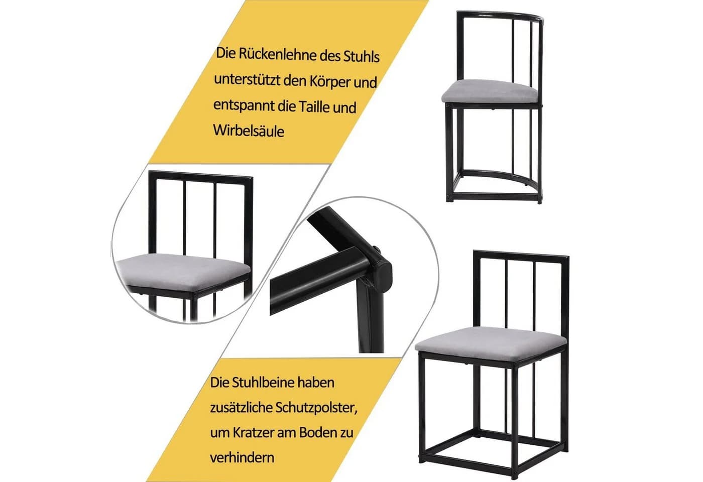 Flieks Essgruppe 7-tlg. Schwarz Esstisch mit 6 Stühlen - Bild 3