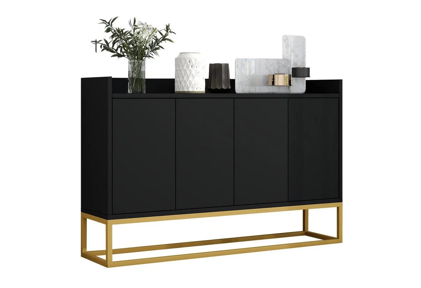 Flieks Sideboard Schwarz mit goldenen Metallbeinen - Bild 2