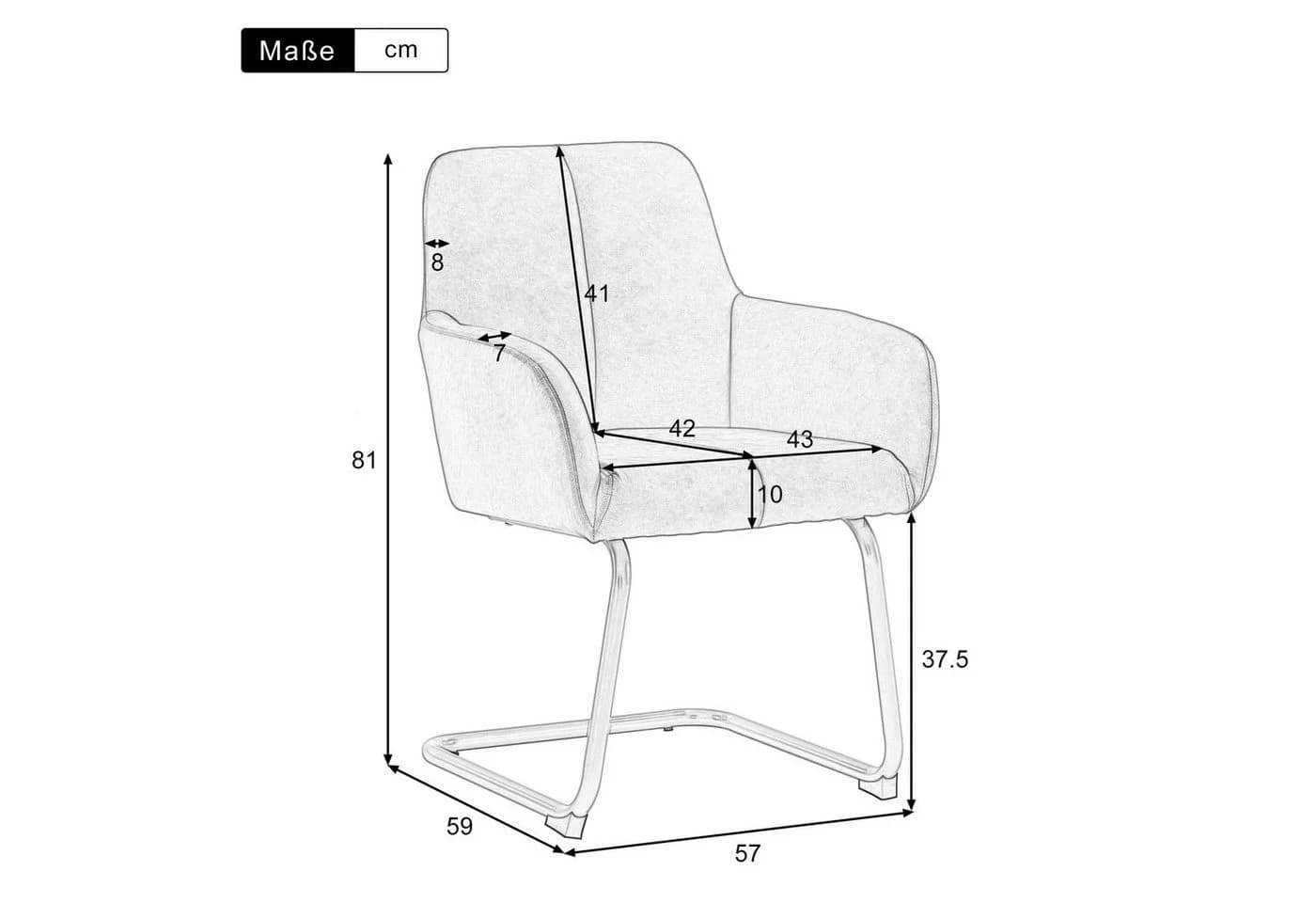 Flieks Freischwinger 4er Set Grau Kunstleder Esszimmerstühle - Bild 3