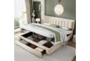 Flieks Polsterbett Hydraulisches Stauraumbett Samt Beige Bild 2