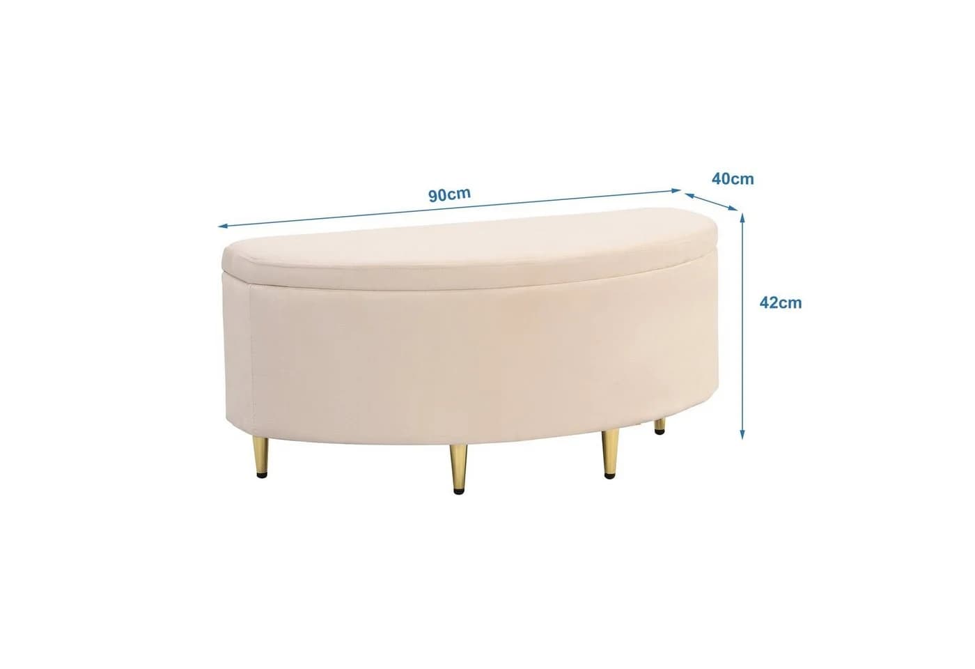 Flieks Polsterbank Beige Samt mit Stauraum und Metallbeinen - Bild 3