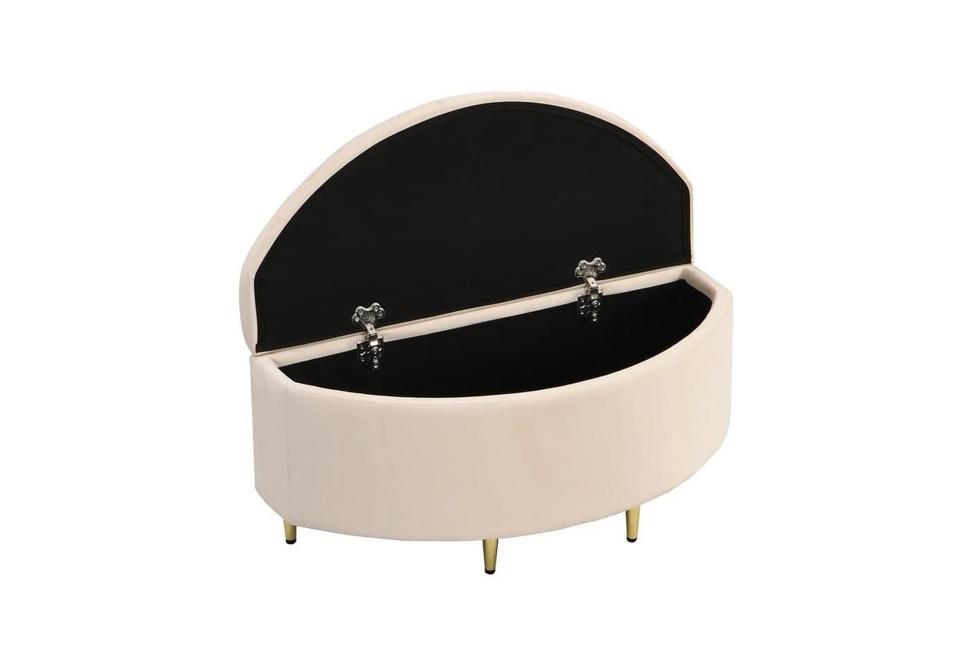 Flieks Polsterbank Beige Samt mit Stauraum und Metallbeinen - Bild 4