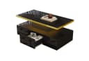 Merax Couchtisch Schwarz Hochglanz mit LED-Beleuchtung und Schublade Bild 2