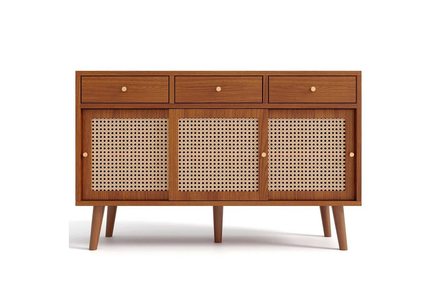 Flieks Sideboard Kommode 3 Schubladen Rattangeflecht 120x40x78cm - Bild 5