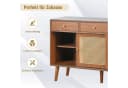 Merax Sideboard 3 Schubladen 3 Türen Rattan Walnuss Bild 1