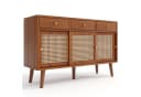 Merax Sideboard 3 Schubladen 3 Türen Rattan Walnuss Bild 2