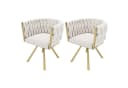 Flieks Esszimmerstuhl Set 4 St. Beige Gold 360° Drehbar Samt Bild 3