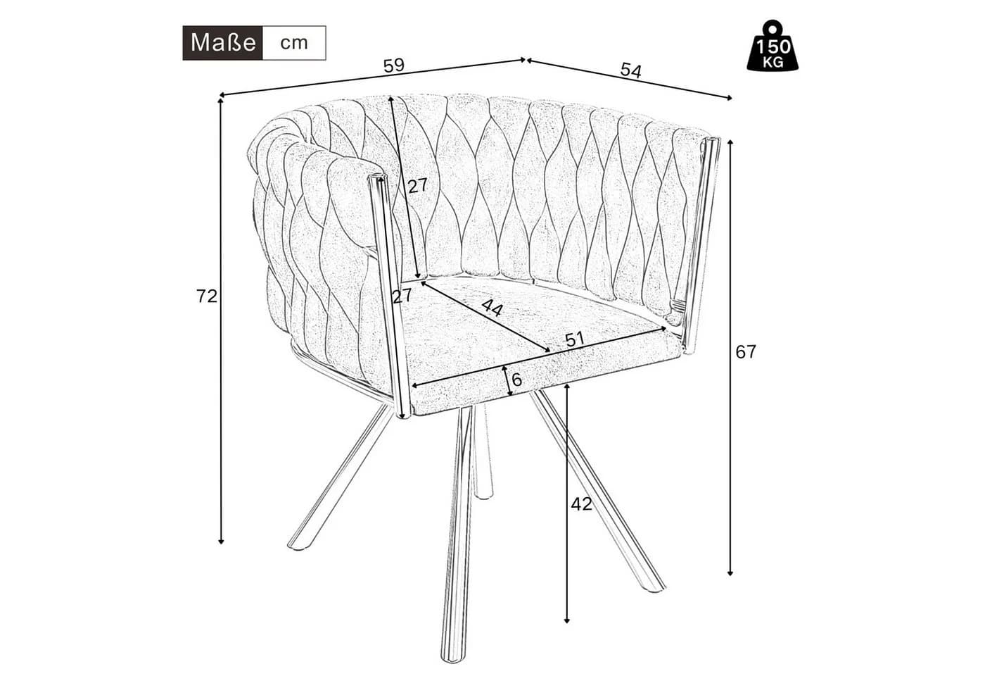 Flieks Esszimmerstuhl 360° drehbar 6er Set Polsterstühle Leinen Stahlbeine - Bild 4