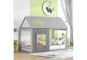 Flieks Kinderbett Hausbett Grau Massivholz mit Dach Bild 3