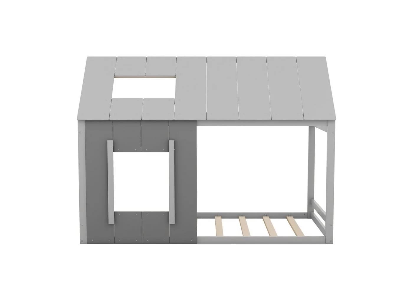 Flieks Kinderbett Hausbett Grau Massivholz mit Dach - Bild 5