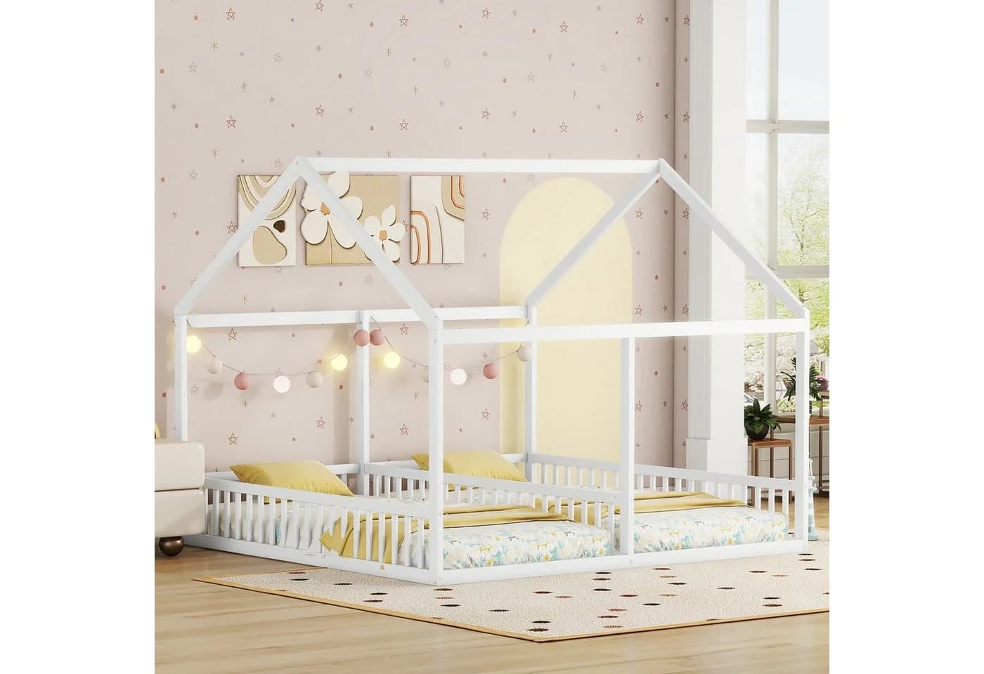 Flieks Kinderbett Massivholz Weiß Doppelbett 90x200cm